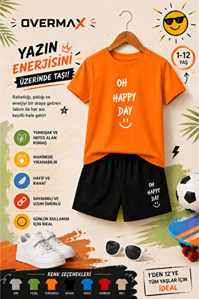 OVERMAX Oh Happy Day Printed Children's Set – T-Shirt & Shorts 2-Piece Combin...