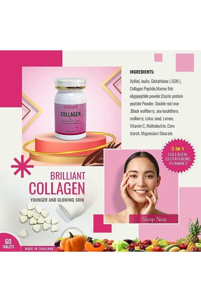 Top Choice Brilliant Collagen and Glutathione for Younger and Glowing Skin, 6...