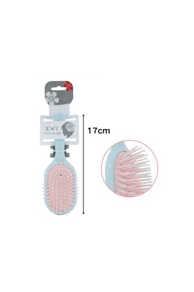 idei Perie mini ovală cu pernă amortizantă 17cm albastru pastel, peri roz cu ...