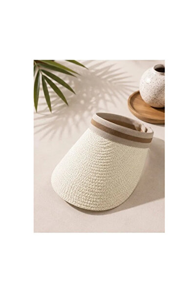 LİNOTTİ Women's Summer Straw Visor Hat, Tessture Compatible Summer Sun Protec...