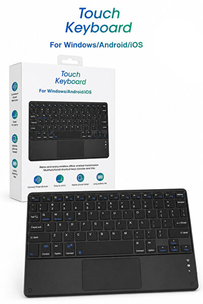 TECHNOMEN Bluetooth Touchpadli Kablosuz Klavye | iPad, Android, Windows ve iO...