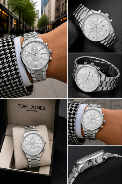 Tom Jones London Luxury Sports Calendar Waterproof Men's Watch and Bracelet a...