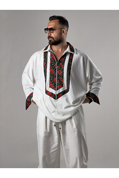 COCOPELLI Rose Patterned White Shirt Coc3248