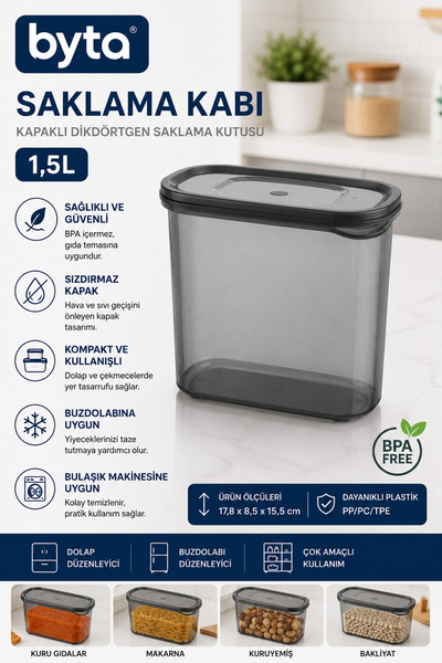 BYTA 1.5 L Food Storage Container with Locking Vacuum Lid – Bpa Free Kitchen ...