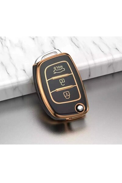 KeyRoN Husă de lux pentru chei Hyundai I20 I10 Ix35 compatibilă cu Elantra Tu...