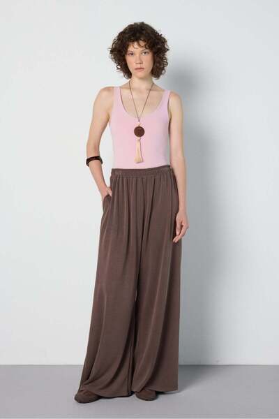 minaaise Women's Premium Modal Fabric Loose Fit Trousers Brown