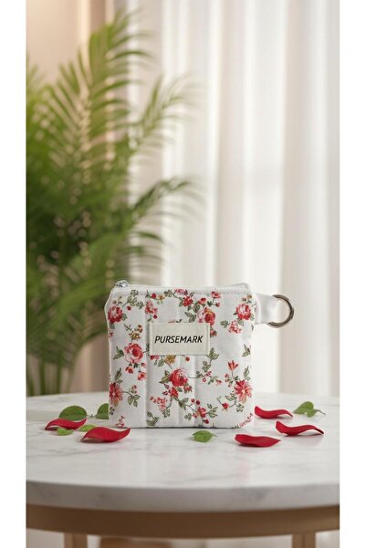 PURSEMARK Vintage Çiçek Desenli El Yapımı Küçük Cüzdan