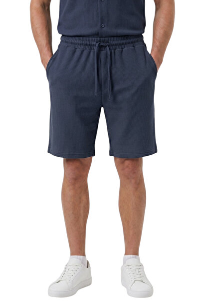 DeepSEA Navy Blue Cotton Lycra Elastic Drawstring Men's Shorts – Summer Premi...