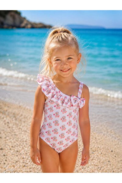 GHAND Girl's Bow One-Piece Swimsuit Sea Beach Pool Swimwear 1-2 2-3 3-4 4-5 5...