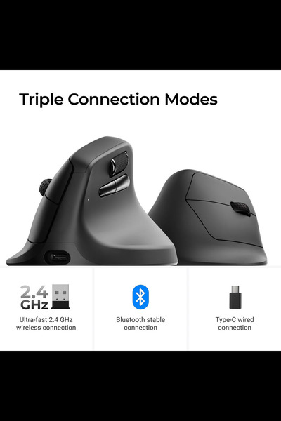 Keychron M5 Kablosuz Ergonomik Fares, En Iyi Pixart 3311 Sensörü ve Pixart 39...