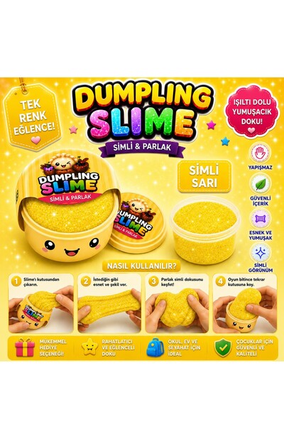 Bkmc Dumpling Slime Simli Oyun Hamuru Tekli | Glitter Slime | Esnek Yumuşak D...