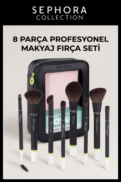 SEPHORA COLLECTION 8 Piece Professional Makeup Brush Set Face Eye Foundation ...