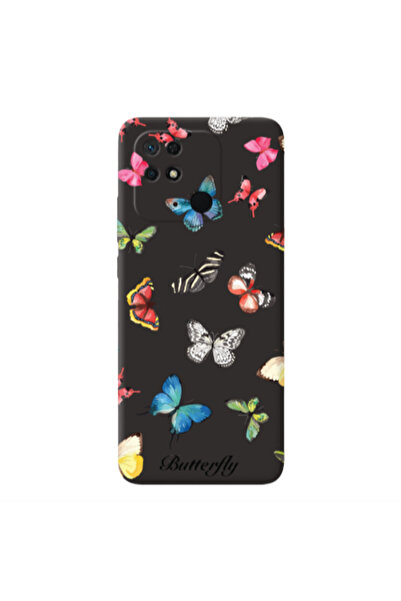 Other Xiaomi Redmi 10C Mixed Butterflys Black Colored Silicone TPU Θήκη