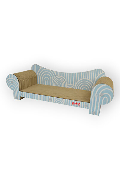 Rotipet Shebo Divan Premium Karton Kedi Tırmalama Koltuğu Mavi Desenli 79x25x...