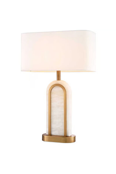 RONİSU AYDINLATMA Palas Lüks Modern Doğal Alabaster Taşlı Abajur PLS-64UL