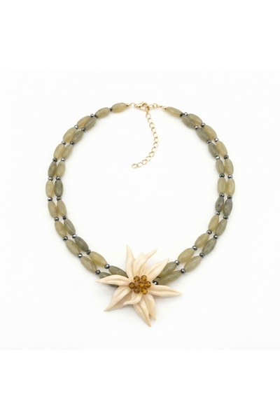 Pater Paulie Flower Detailed Beaded Summer Necklace