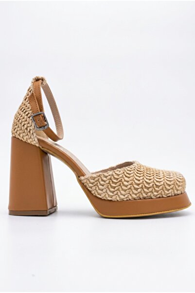 Redoxy Women's Special Design Straw Fabric Platform Heeled Shoes (the Molds A...