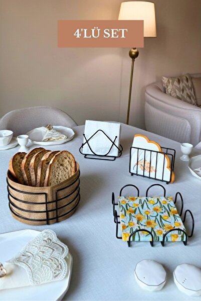 Edora Home Set od 4 crna četvrtasta držača za salvete, trokutasti držač za sa...