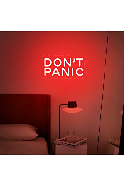 Slasa Don't Panic Book Lover Neon Sign Red with 6mm Acrylic Base 20x30 cm