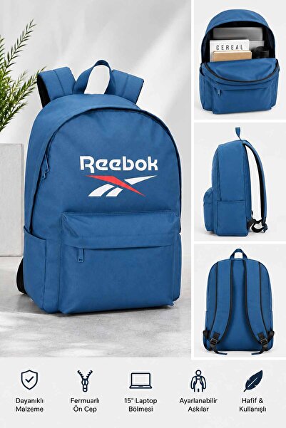 Reebok Navy Blue Backpack Daily School Sports Travel Unisex Laptop Compartmen...