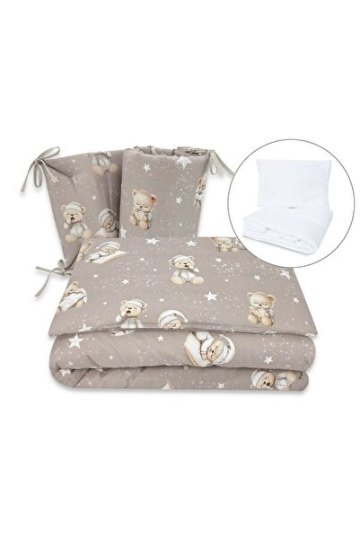 MimiNu Lenjerie patut cu 5 piese, MimiNu, Pentru patut 120x60 cm, Cu pilota s...