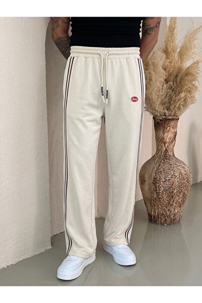 OUTFİT MAN Champ Colorful Embroidered Loose Tracksuit Cream