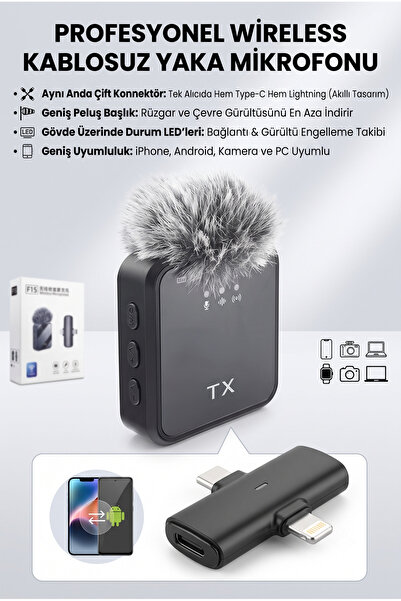 3D.era Profesyonel Wireless Kablosuz Yaka Mikrofonu - Çift Konnektörlü (Type-...