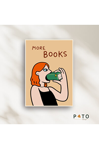 Pato Design 'More Books' Kitap Temalı Dekoratif Tablo | Bej Çerçeveli | MDF &...