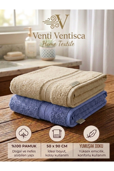VENTİ VENTİSCA Şan Collection 100% Cotton 2 Pieces Floral Patterned 50 X 90 c...