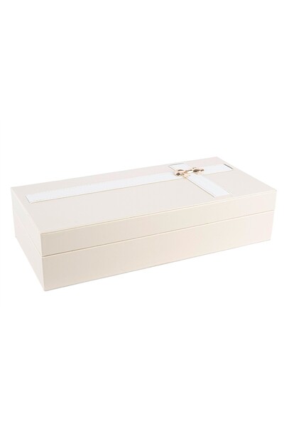 Mikasa Moor Cutie din piele crem cu fundă aurie 26x17x9cm