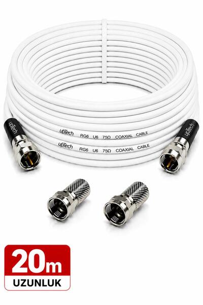 upTech HD Uydu Anten Kablosu 20 Metre F Konnektörlü Full HD 4K TV Kablosu