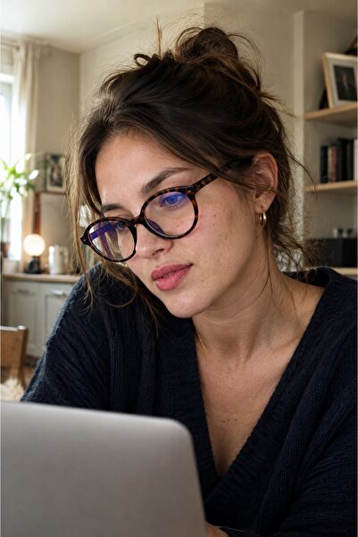 TAKIPORT Unisex Round Leopard Patterned Blue Light Protective Computer Glasse...