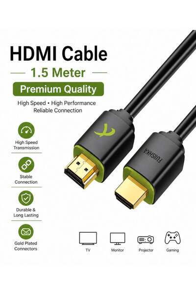 FUJISHKA Premium HDMI Cable – 8MM Thick | Gold-Plated Connectors | Supports 1...