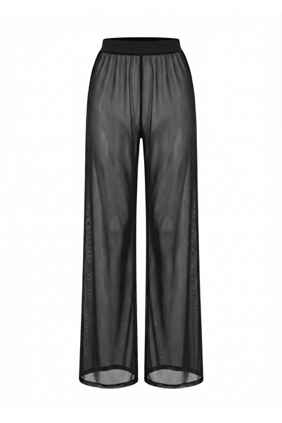 WAYS Women's Black Tulle Beach Pants Stylish Transparent Beach Wear