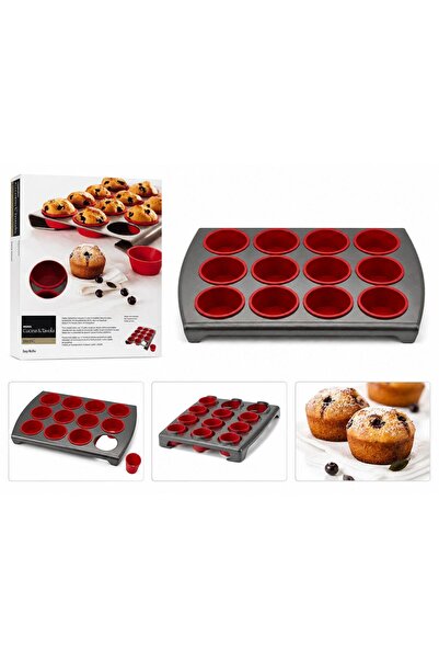 Migros Tava pentru briose cu forme din silicon, Easy Muffin, Multicolor