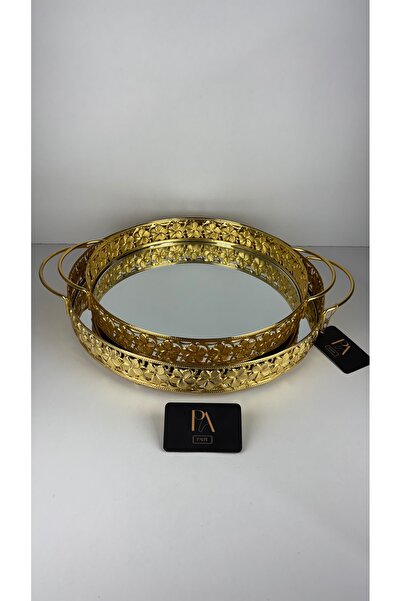 Palpe Set of 2 Mirrored Trays Girl's Wish Engagement Promise Presentation Tra...
