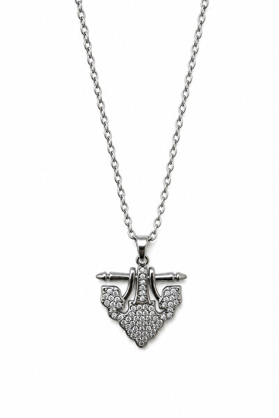 Jack Ferrero Modern Design Zircon Stone Steel Necklace Stylish and Shiny Appe...