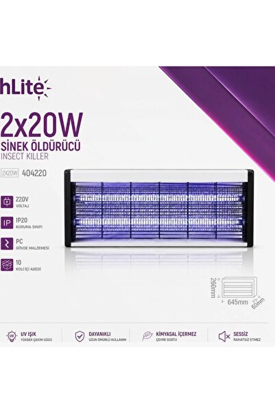 hLite Aydınlatma Sinek Cihazı 2x20w UV Işıklı Elektrikli Sinek ve Haşere öldü...