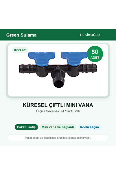 HEKİMOĞLU Spherical Double Mini Valve Ø 16X16X16 50 Pieces Package Code 261