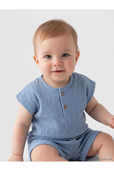 LC Waikiki Lcw Baby Blue Baby Boy Muslin Set