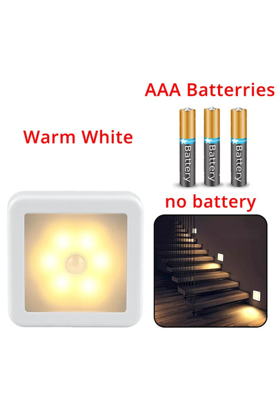 Choice مصباح ليلي LED ذكي يعمل بالبطارية مع مستشعر حركة، إضاءة دافئة بيضاء، ق...