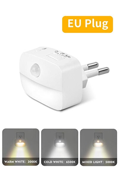 Choice1 مصباح ليلي LED بمستشعر حركة، قابس أوروبي، 3 أوضاع إضاءة ليلية للغرفة ...