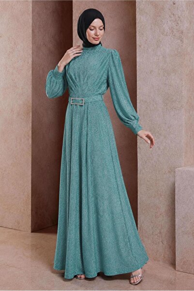 Alvina Belted Silvery Evening Dress 50424
