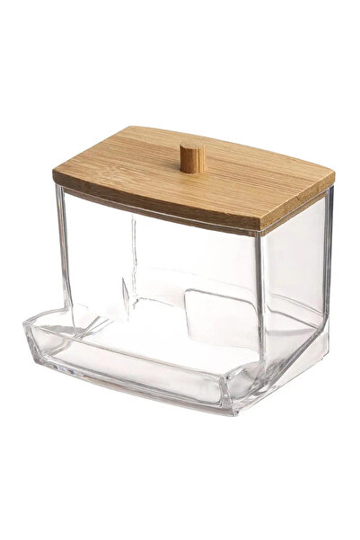 Choice1 Wooden cover style 1Pc Transparent Cotton Swab Storage Box With Lid, ...