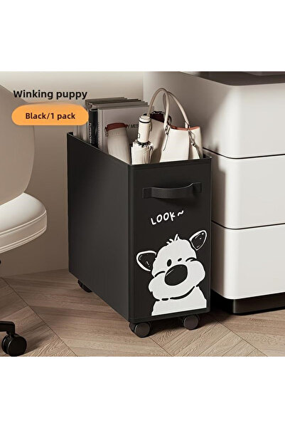 Choice1 black 1pc Cute Dog Design Wheeled Mobile Storage Cart - Detachable Of...