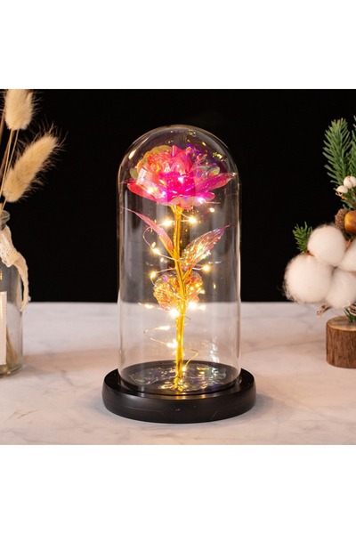 Choice 15CM Pink Rose LED Lamp Valentine's Day Gifts Ornament for Girlfriend ...
