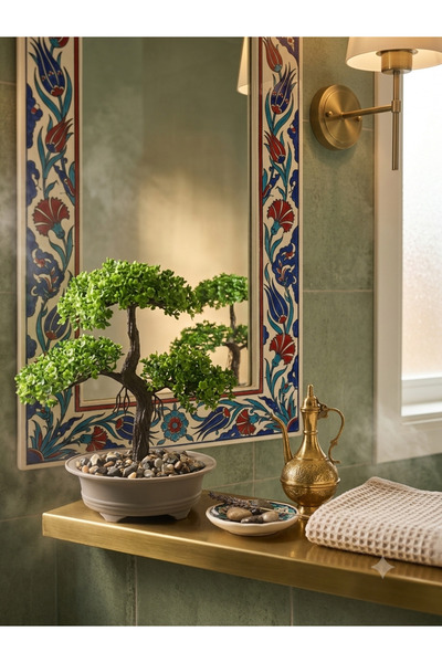 Kastasaksı 23x27 cm mini bonzai ağaçlı modern dekoratif saksı