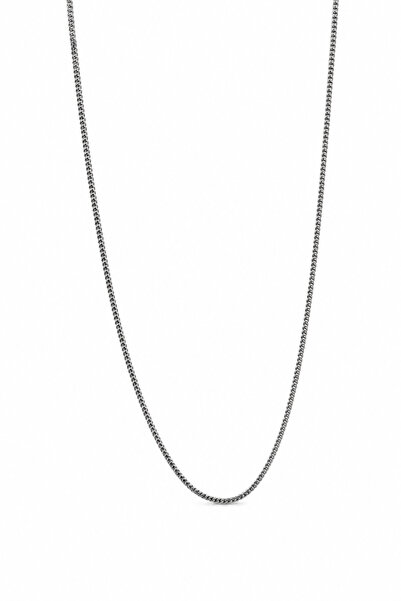 Jack Ferrero Gray Steel Thin Twist Chain Necklace - Minimalist and Stylish De...