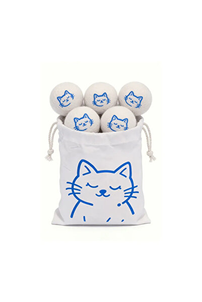 Catlink Set de 6 mingi de lână pentru pisici, Catlink, alb