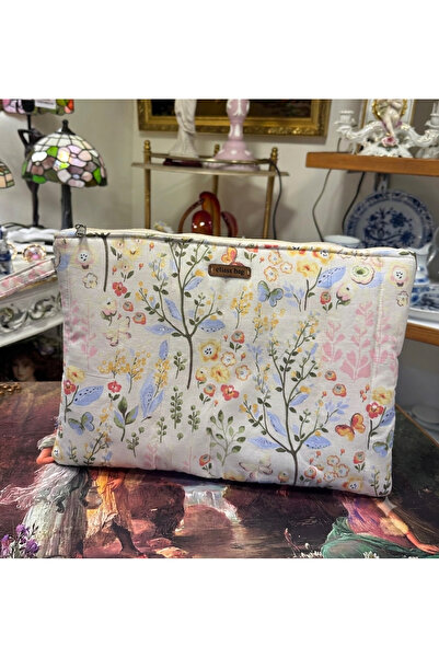 Elisss Design Sarı Çiçek Desenli Macbook Ipad Tablet Laptop Taşıma Çantası Dü...